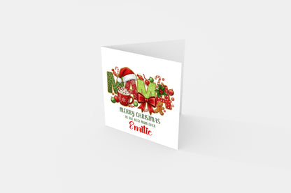 Personalised Christmas Card for MAMA Mum from Son or Daughter - Customised Name  – Mum Mummy Mama Xmas Card from Son, Daughter, Baby Boy, Baby GIrl - Red Envelope Included