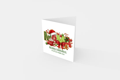 Christmas Card for MAMA Mum from Son or Daughter - Merry Christmas To The Best Mum Ever - Mummy Mama Xmas Card from Son, Daughter, Children, Toddlers, Teens or Adults- Red Envelope Included