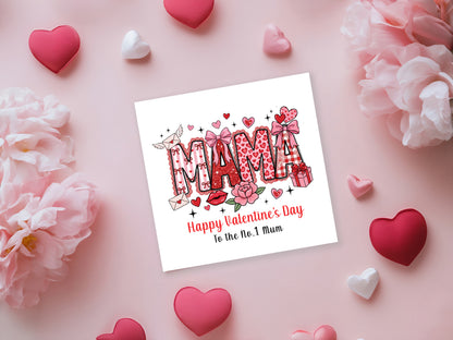 MAMA Happy Valentine’s Day to the No.1 Mum from Son or Daughter for Mum, Mummy, Mother, Mama Valentine's Day Card from Son, Daughter, Children, Toddlers, Teens or Adults - Red Envelope Included
