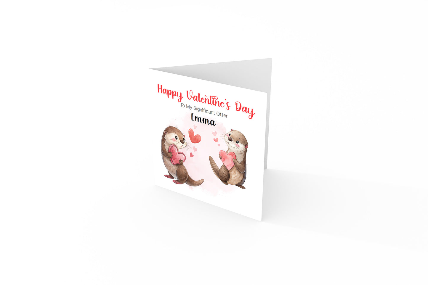 Personalised Valentine’s Day Card with Cute Otter Design with Custom Name - for Loved Ones, Wife, Husband, Boyfriend, Girlfriend - Cute Pun Love Card for Him or for Her - Red Envelope Included