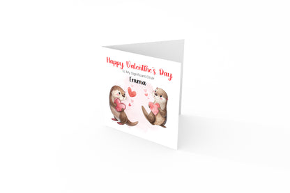 Personalised Valentine’s Day Card with Cute Otter Design with Custom Name - for Loved Ones, Wife, Husband, Boyfriend, Girlfriend - Cute Pun Love Card for Him or for Her - Red Envelope Included