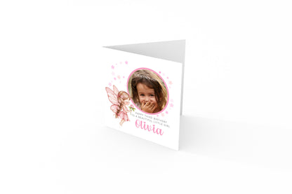 Personalised Photo 3 Years Old 3rd Birthday Card for Toddler Girl – Pink Fairy Design with Custom Photo & Name - Age 3 Year Old Birthday Card for Daughter, Granddaughter, Niece with Pink Envelope