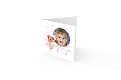 Personalised Photo 2 Years Old 2nd Birthday Card for Toddler Girl – Pink Fairy Design with Custom Photo, Name & Message- Age 2 Birthday Card for Daughter, Granddaughter, Niece with Pink Envelope