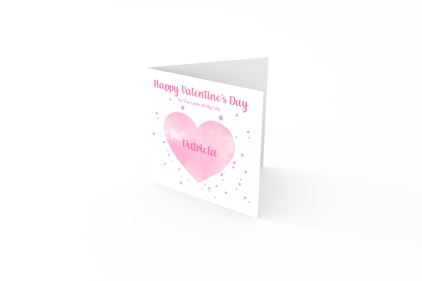 Personalised Happy Valentine’s Day Card with Elegant Pink Heart Design for Loved Ones, Wife,  Girlfriend, Fiancee, Partner - with Custom Name & Message just for Her - Pink Envelope Included