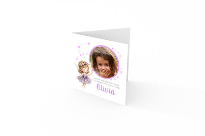 Personalised Photo 2 Years Old 2nd Birthday Card for Toddler Girl – Fairy Design with Custom Photo, Name & Message- Age 2 Year Old Birthday Card for Daughter, Granddaughter, Niece with Purple Envelope