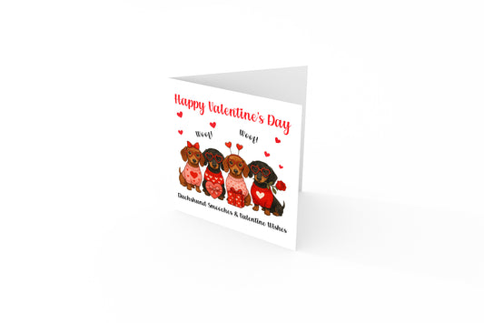 Cute Sausage Dogs Valentine’s Day Card  – Funny Dachshund Design for Dog Lovers, Pet Owners, Wife, Husband, Boyfriend, Girlfriend, Fiance, Fiancee - for Him or Her - Red Envelope Included