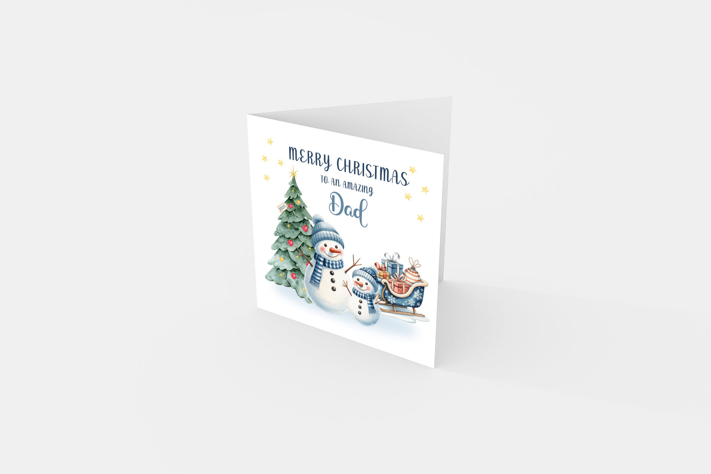 Christmas Card for Dad 2025 – Cute Snowman Xmas Card for father, Parents, Family  – Xmas Card from Son, Daughter, Kids, 1st, 2nd, 3rd, 4th etc Christmas as a Dad - Blue Envelope Included