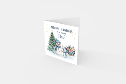 Christmas Card for Dad 2025 – Cute Snowman Xmas Card for father, Parents, Family  – Xmas Card from Son, Daughter, Kids, 1st, 2nd, 3rd, 4th etc Christmas as a Dad - Blue Envelope Included